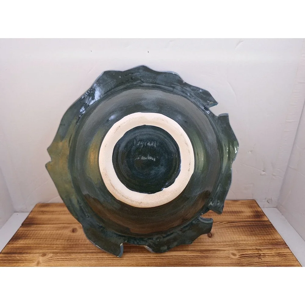 Vintage Fish Motif Small Bowl Dish, Artisan Handmade Signed 10' X 3'‎